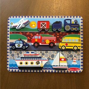 Melissa & Doug Wooden Peg Puzzle Vehicles, 8 Pieces